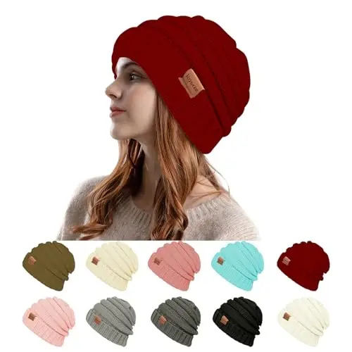 Rosoz Womens Beanies for Winter Slouchy Beanies for Women Knit Warm Winter Hats for Women Thick for Cold Weather 