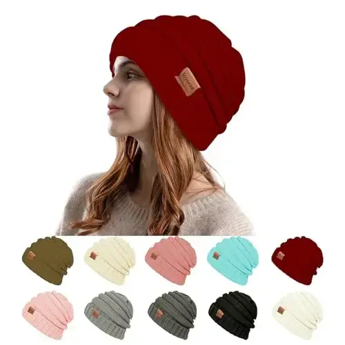 Rosoz Womens Beanies for Winter Slouchy Beanies for Women Knit Warm Winter Hats for Women Thick for Cold Weather - 1