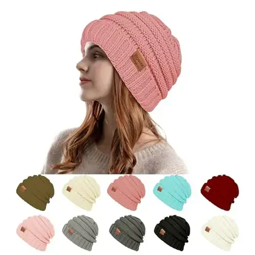 Rosoz Womens Beanies for Winter Slouchy Beanies for Women Knit Warm Winter Hats for Women Thick for Cold Weather 