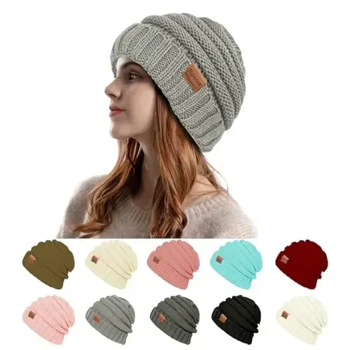 Rosoz Womens Beanies for Winter Slouchy Beanies for Women Knit Warm Winter Hats for Women Thick for Cold Weather 