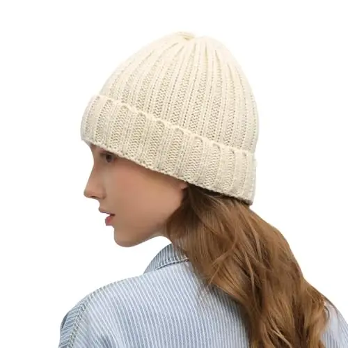 Rosoz Winter Hats for Women Warm Thick Soft Stretch Cable Knit Beanie Skully Cap for Cold Weather - 2