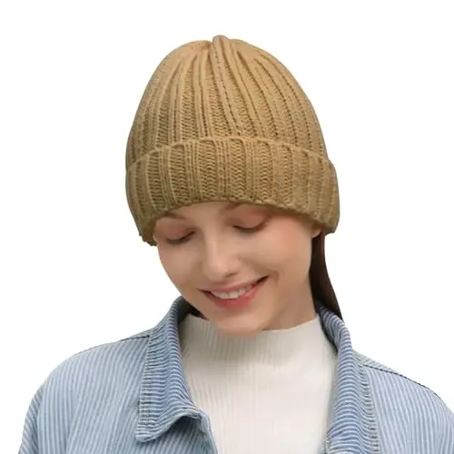 Rosoz Winter Hats for Women Warm Thick Soft Stretch Cable Knit Beanie Skully Cap for Cold Weather - 2