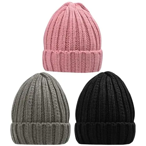 Rosoz Winter Hats for Women Warm Thick Soft Stretch Cable Knit Beanie Skully Cap for Cold Weather - 1