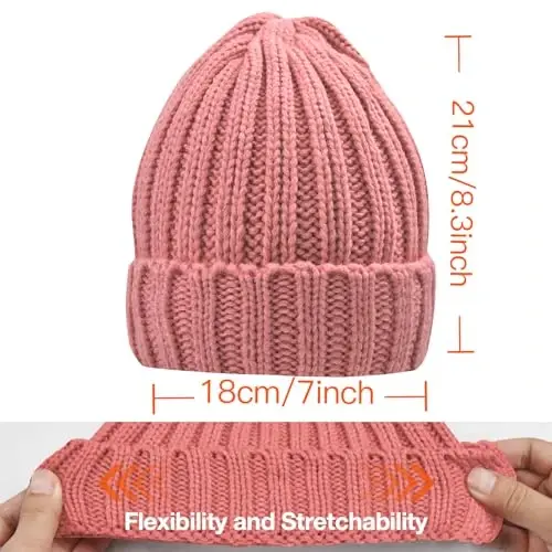 Rosoz Winter Hats for Women Warm Thick Soft Stretch Cable Knit Beanie Skully Cap for Cold Weather - 6