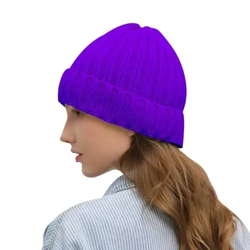 Rosoz Winter Hats for Women Warm Thick Soft Stretch Cable Knit Beanie Skully Cap for Cold Weather - 2