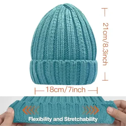 Rosoz Winter Hats for Women Warm Thick Soft Stretch Cable Knit Beanie Skully Cap for Cold Weather - 6