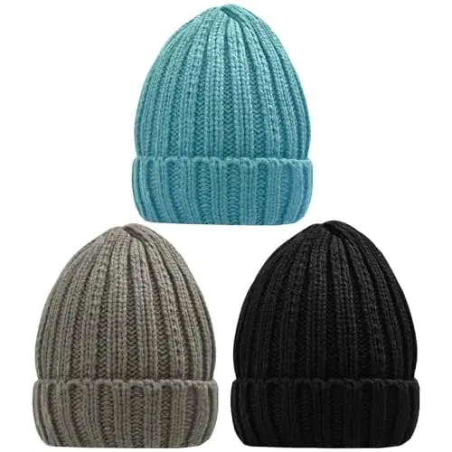 Rosoz Winter Hats for Women Warm Thick Soft Stretch Cable Knit Beanie Skully Cap for Cold Weather - ROSOZ