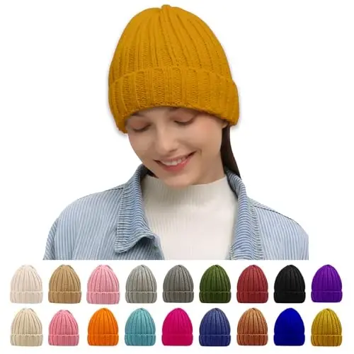 Rosoz Winter Hats for Women Warm Thick Soft Stretch Cable Knit Beanie Skully Cap for Cold Weather - 1