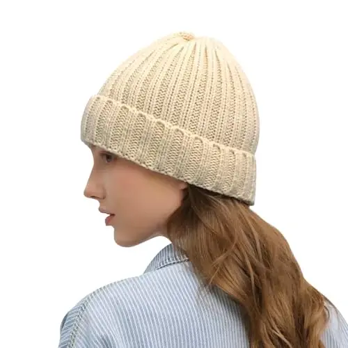 Rosoz Winter Hats for Women Warm Thick Soft Stretch Cable Knit Beanie Skully Cap for Cold Weather - 1