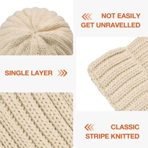 Rosoz Winter Hats for Women Warm Thick Soft Stretch Cable Knit Beanie Skully Cap for Cold Weather - 3