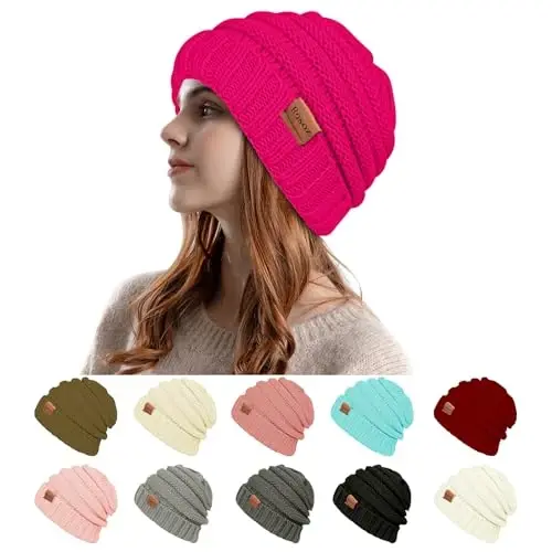 Rosoz Womens Beanies for Winter Slouchy Beanies for Women Knit Warm Winter Hats for Women Thick for Cold Weather - 1