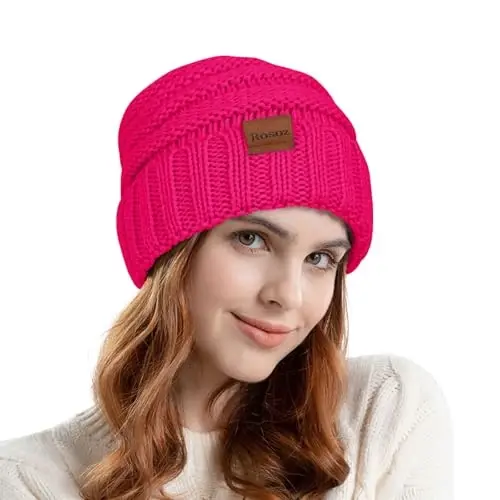 Rosoz Womens Beanies for Winter Slouchy Beanies for Women Knit Warm Winter Hats for Women Thick for Cold Weather - 3