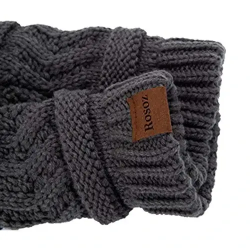 Rosoz 1&2 Packs Ponytail Beanie for Women,Winter Warm Beanie Tail Soft Stretch Cable Knit Messy High Bun Hat - 6