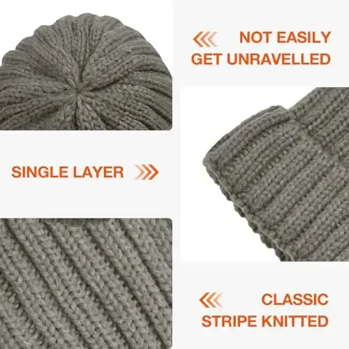 Rosoz Winter Hats for Women Warm Thick Soft Stretch Cable Knit Beanie Skully Cap for Cold Weather - 4