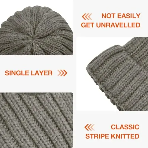 Rosoz Winter Hats for Women Warm Thick Soft Stretch Cable Knit Beanie Skully Cap for Cold Weather - 4