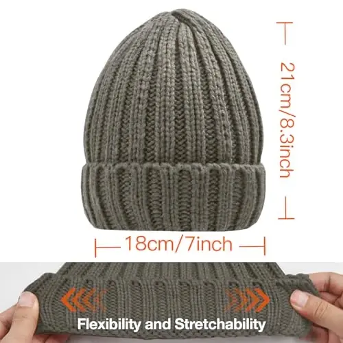 Rosoz Winter Hats for Women Warm Thick Soft Stretch Cable Knit Beanie Skully Cap for Cold Weather - 6