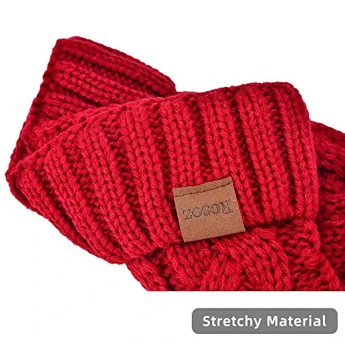 Rosoz Ponytail Beanie for Women,Winter Warm Beanie Tail Soft Stretch Cable Knit Messy High Bun Hat - 5