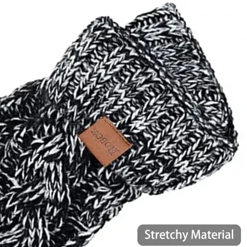 Rosoz Ponytail Beanie for Women,Winter Warm Beanie Tail Soft Stretch Cable Knit Messy High Bun Hat - 4