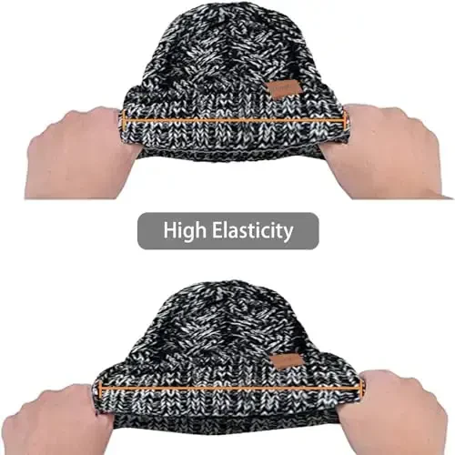 Rosoz Ponytail Beanie for Women,Winter Warm Beanie Tail Soft Stretch Cable Knit Messy High Bun Hat - 5