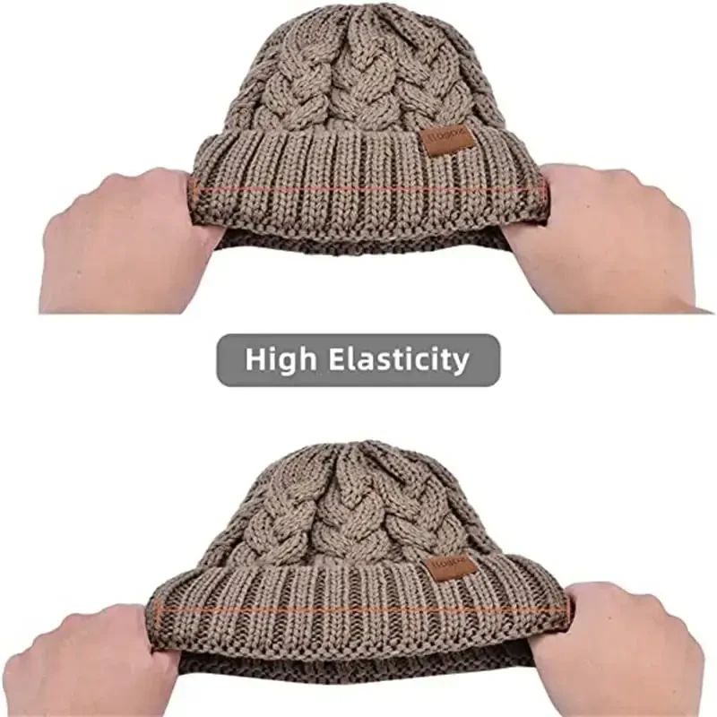 Rosoz Ponytail Beanie for Women,Winter Warm Beanie Tail Soft Stretch Cable Knit Messy High Bun Hat - 7