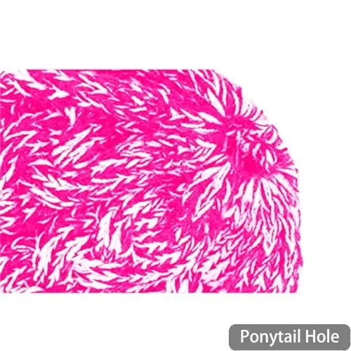 Rosoz Ponytail Beanie for Women,Winter Warm Beanie Tail Soft Stretch Cable Knit Messy High Bun Hat - 3