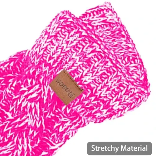 Rosoz Ponytail Beanie for Women,Winter Warm Beanie Tail Soft Stretch Cable Knit Messy High Bun Hat - 4