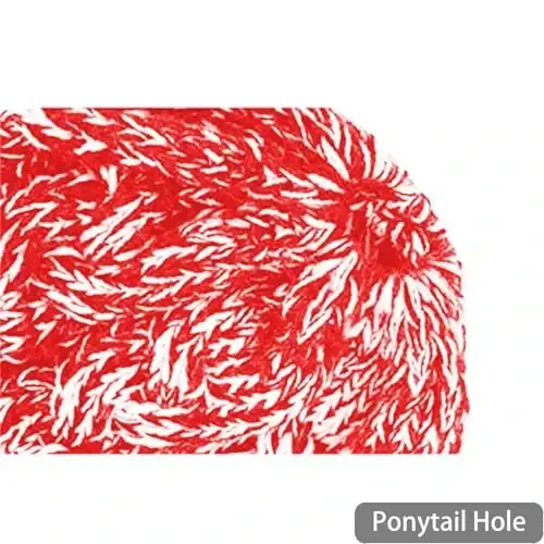 Rosoz Ponytail Beanie for Women,Winter Warm Beanie Tail Soft Stretch Cable Knit Messy High Bun Hat - 3