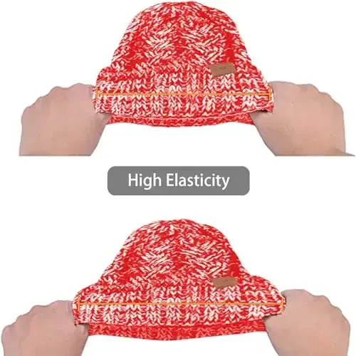 Rosoz Ponytail Beanie for Women,Winter Warm Beanie Tail Soft Stretch Cable Knit Messy High Bun Hat - 5