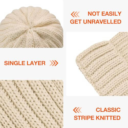 Rosoz Winter Hats for Women Warm Thick Soft Stretch Cable Knit Beanie Skully Cap for Cold Weather - 4