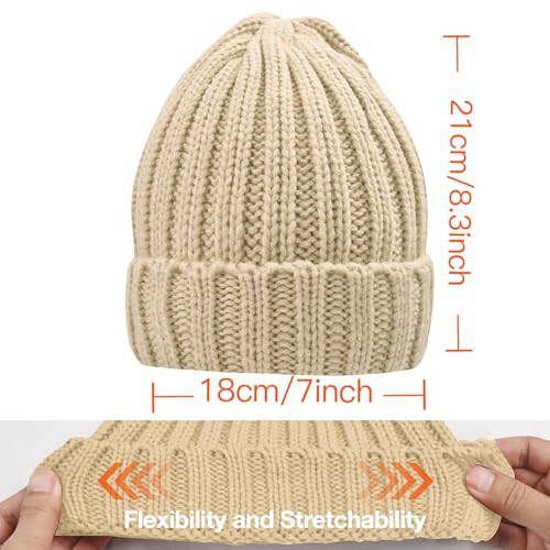 Rosoz Winter Hats for Women Warm Thick Soft Stretch Cable Knit Beanie Skully Cap for Cold Weather - 6