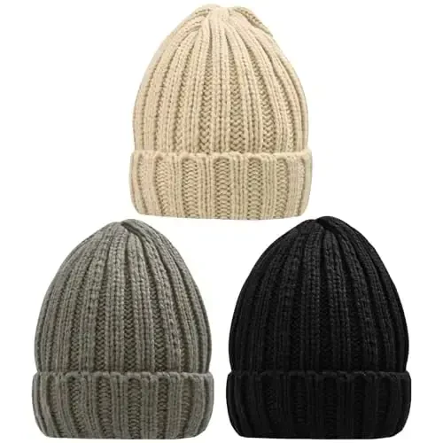Rosoz Winter Hats for Women Warm Thick Soft Stretch Cable Knit Beanie Skully Cap for Cold Weather - ROSOZ