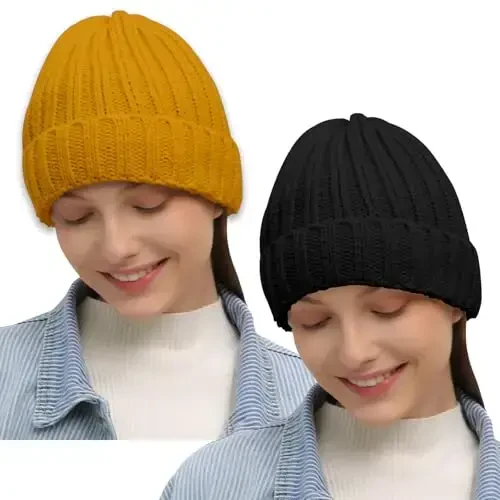 Rosoz Winter Hats for Women Warm Thick Soft Stretch Cable Knit Beanie Skully Cap for Cold Weather 