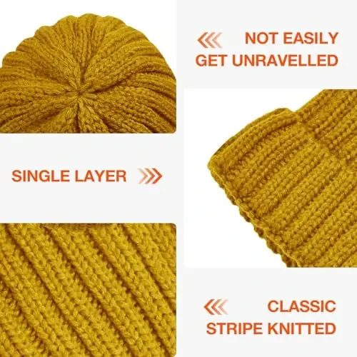 Rosoz Winter Hats for Women Warm Thick Soft Stretch Cable Knit Beanie Skully Cap for Cold Weather - 4