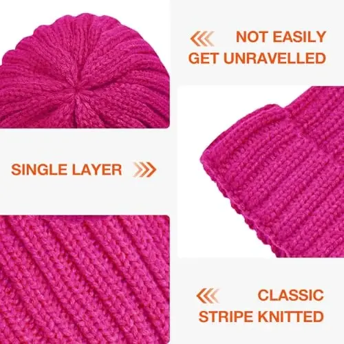 Rosoz Winter Hats for Women Warm Thick Soft Stretch Cable Knit Beanie Skully Cap for Cold Weather - 4