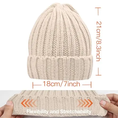 Rosoz Winter Hats for Women Warm Thick Soft Stretch Cable Knit Beanie Skully Cap for Cold Weather - 6