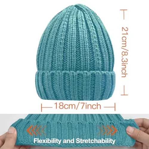 Rosoz Winter Hats for Women Warm Thick Soft Stretch Cable Knit Beanie Skully Cap for Cold Weather - 6