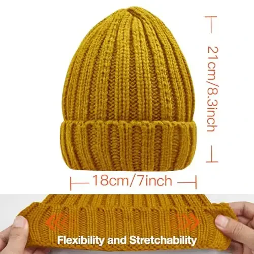 Rosoz Winter Hats for Women Warm Thick Soft Stretch Cable Knit Beanie Skully Cap for Cold Weather - 6