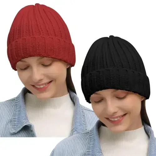 Rosoz Winter Hats for Women Warm Thick Soft Stretch Cable Knit Beanie Skully Cap for Cold Weather - 1