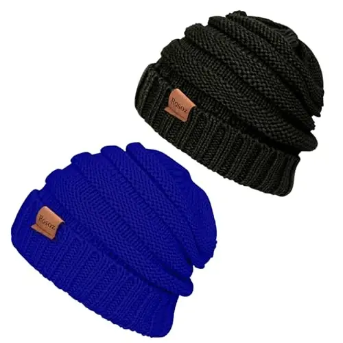 Rosoz Womens Beanies for Winter Ayollar uchun qishki beaniylar Ayollar uchun trikotajli iliq qishki shlyapalar Sovuq havo uchun qalin - ROSOZ