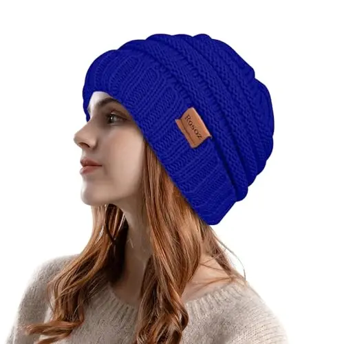 Rosoz Womens Beanies for Winter Ayollar uchun qishki beaniylar Ayollar uchun trikotajli iliq qishki shlyapalar Sovuq havo uchun qalin - 2