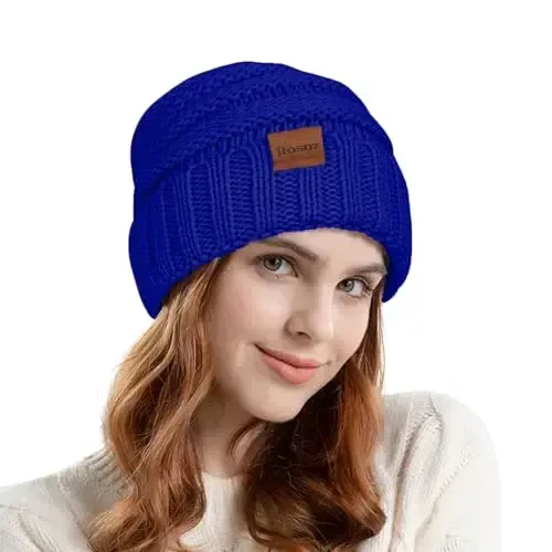 Rosoz Womens Beanies for Winter Ayollar uchun qishki beaniylar Ayollar uchun trikotajli iliq qishki shlyapalar Sovuq havo uchun qalin - 3