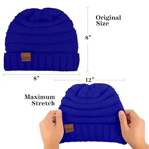 Rosoz Womens Beanies for Winter Ayollar uchun qishki beaniylar Ayollar uchun trikotajli iliq qishki shlyapalar Sovuq havo uchun qalin - 4