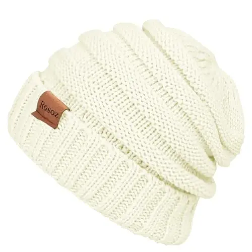 Rosoz Womens Beanies for Winter Ayollar uchun qishki shlyapalar Ayollar uchun trikotaj iliq qishki shlyapalar Sovuq havoda qalin - 3