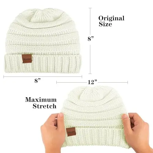 Rosoz Womens Beanies for Winter Ayollar uchun qishki shlyapalar Ayollar uchun trikotaj iliq qishki shlyapalar Sovuq havoda qalin - 6