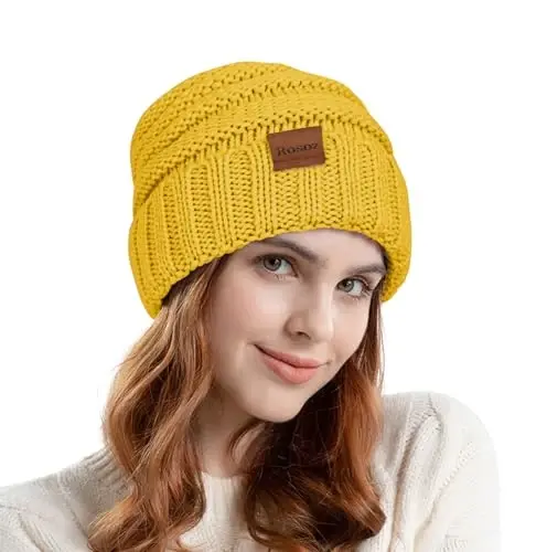 Rosoz Womens Beanies for Winter Ayollar uchun yumshoq qishki shapkalar Ayollar uchun trikotaj iliq qishki shapkalar Sovuq havoda qalin - 2