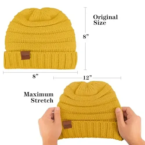 Rosoz Womens Beanies for Winter Ayollar uchun yumshoq qishki shapkalar Ayollar uchun trikotaj iliq qishki shapkalar Sovuq havoda qalin - 3