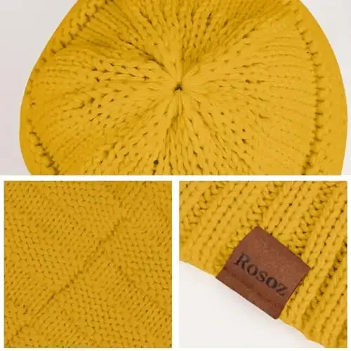 Rosoz Womens Beanies for Winter Ayollar uchun yumshoq qishki shapkalar Ayollar uchun trikotaj iliq qishki shapkalar Sovuq havoda qalin - 4