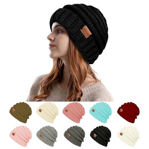 Rosoz Womens Beanies for Winter Slouchy Beanies for Women Knit Warm Winter Hats for Women Thick for Cold Weather - 1