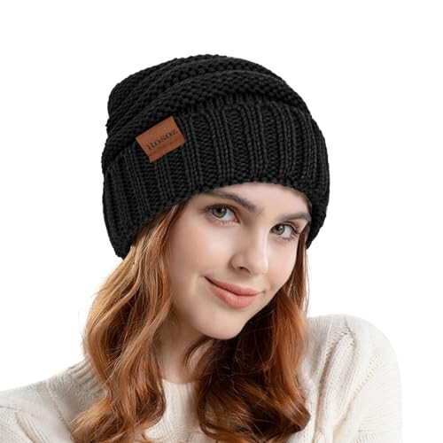 Rosoz Womens Beanies for Winter Slouchy Beanies for Women Knit Warm Winter Hats for Women Thick for Cold Weather - 2