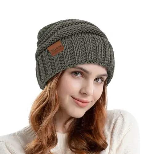 Rosoz Womens Beanies for Winter Slouchy Beanies for Women Knit Warm Winter Hats for Women Thick for Cold Weather - 3
